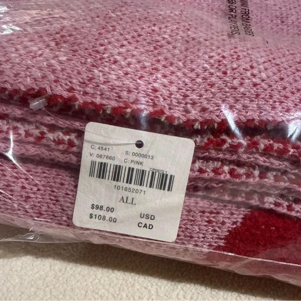 Anthropologie Pink Throw with Red Bow
